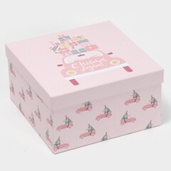 Коробка одиночная, Квадрат, Happy New year, 13,5*13,5*8см, 1 шт.