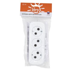 Колодка для удлинителя 3 розетки, 10А, б/з (Very) 89-0-003