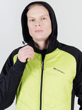 Премиальный костюм для лыж и зимнего бега Nordski Hybrid Hood Black/Lime