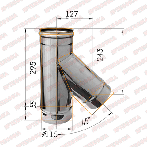 Тройник-К 135° d115мм (430/0,5 мм) Ferrum в интернет-магазине ЯрТехника