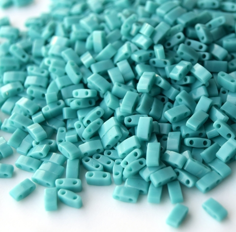 HTL-0412 Бисер Миюки Половинка Тилы Бирюза непрозрачный /Miyuki Half Tila Opaque turquoise