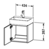 Duravit XSquare XS4060L4747 База под раковину 434х340х397 мм, 1 дверца левая , цвет Голубой камень глянцевый (для раковины 073245)