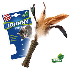 JOHNNY STICK Игрушка для кошек Спрессованная кошачья мята с перьями 8см