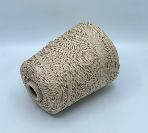 Бобинная пряжа, Cotone Paillettes, 420м, 97% Хлопок, 3% Полиэстер(пайетка), Светло-бежевый. 40706