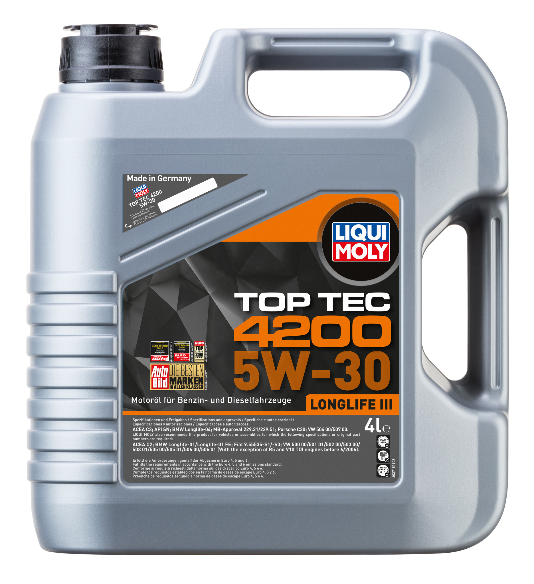 Моторное масло LIQUI MOLY Top Tec 4200 5W30 hc-синтетическое, 4л