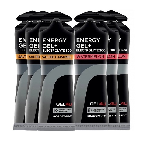Набор энергетических гелей с электролитами GEL4U Energy GEL 60 г соленая карамель-арбуз 6 шт