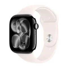Умные часы Apple Watch Series 11 GPS, 46mm, Jet Black Aluminium Case with Light Blush Sport Band, S/M