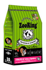 Сухой корм ZOORING STERILIZED CAT TURKEY & LINGONBERRY для взрослых кастрированных котов и стерилизованных кошек с индейкой и брусникой (10 кг)
