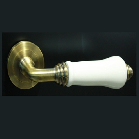 Ручка раздельная ALEMAR A7275-73 MCF (GREEN)/CREAM CERAMIC мат.кофе/беж.керамика