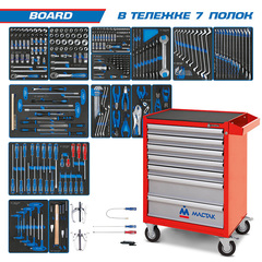 KING TONY (934-325AMR) Набор инструментов "BOARD" в красной тележке, 325 предметов