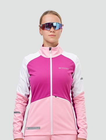 Женская тренировочная лыжная куртка Nordski Pro 2.0 white-candy pink-fuchsia