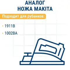 Нож для рубанка ПРАКТИКА 110 мм х 29 х 3 мм, быстрорежущая сталь (2 шт.) для Makita 1911 (910-669)