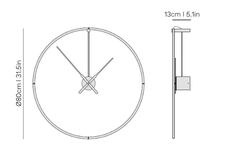 Часы Nomon OMBRA PREMIUM WALL, D=80см (основание и стрелки - орех/центр - латунь)