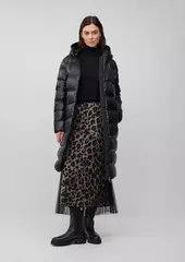 Стеганое пальто с капюшоном наполнитель пух/перо Black Label