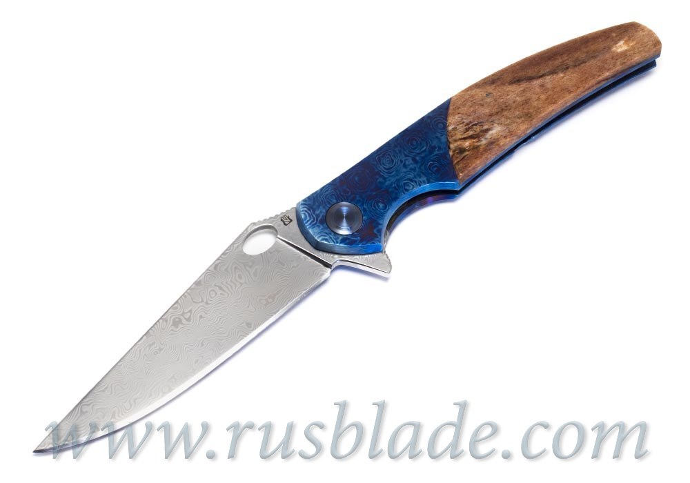 Cheburkov Custom Raven Damascus Timascus Bone