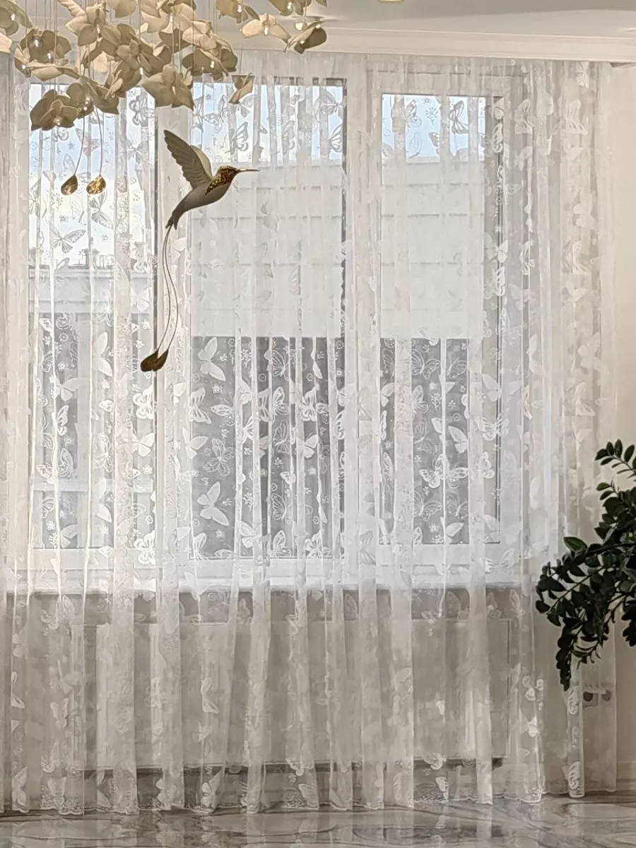 Тюль сетка Жаккард белая 250х400 см