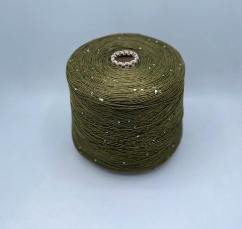 G&G Filati (пр.Италия), art-Lino 480м/100гр, 100%Лен +пайетка, цвет-Хаки. арт.30416