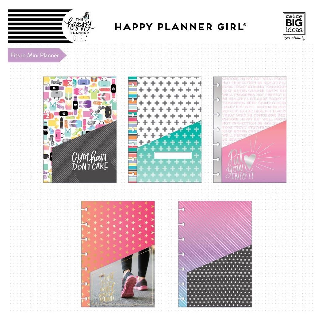 Кармашки для ежедневника Happy Planner Mini Pocket Folders -Healthy Hero -5шт.