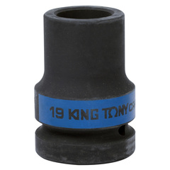KING TONY (853419M) Головка торцевая глубокая ударная четырехгранная 1", футорочная, 19 мм