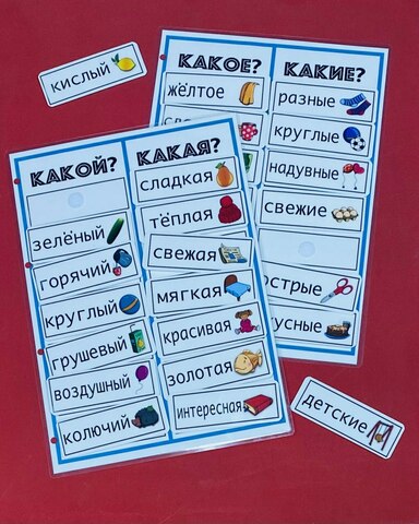 Названия признаков. Развивающее пособие на липучках Frenchoponcho (Френчопончо)