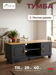 Dipriz Тумба под телевизор 2 двери 115х29х40 Хаба из массива сосны, серый/антик