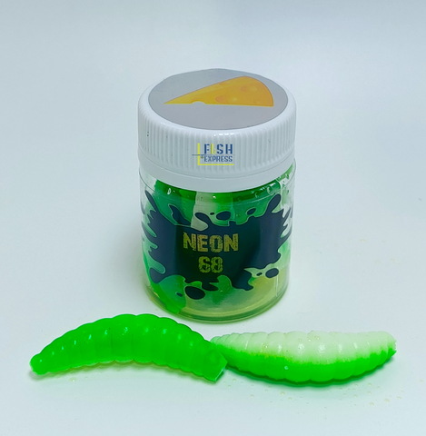 NEON 68 Maggot 46мм (6 шт) СЫР цвет БЕЛЫЙ/ЗЕЛЁНЫЙ продажа от 2 шт.