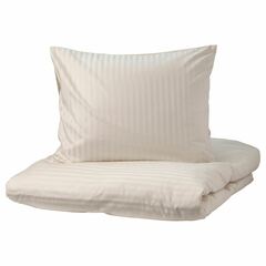Комплект постельного белья IKEA NATTJASMIN (НАТТЭСМИН ), Двуспальный, Светло-бежевый, 240х220, 50х80 см