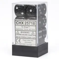 Chessex 12-D6 set (16mm) - Speckled Ninja