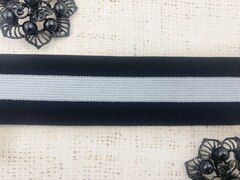 Резинка тканая, ш. 4 см, чёрный с белым