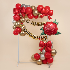 Шар К Фигура, Цветок, Роза акварельная, Красный, 32''/81 см, 1 шт.