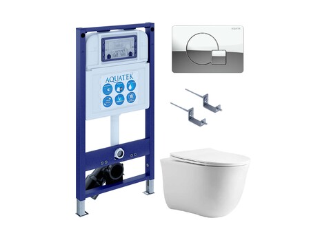 Aquatek SET Aquatek КЛАССИК cm-067 4в1 SET Aquatek КЛАССИК cm-067 4в1 (рама Aquatek INS-0000025 +крепление KKI-0000002 +кнопка KDI-0000067 +унитаз AQ1112-00 +тонкое сиденье с механиз)