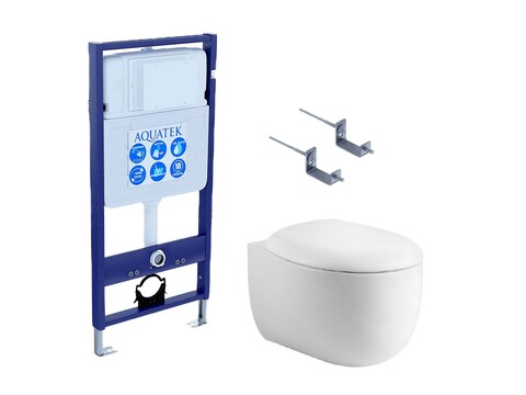 Aquatek SET Aquatek АЛЬТАИР SET Aquatek АЛЬТАИР (рама Aquatek INS-0000012 +крепление KKI-0000002 +унитаз AQ1980-00 +тонкое сиденье плавного закрывания)