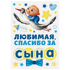 Магнитные наклейки на автомобиль, Любимая, Спасибо за сына, 29*42 см, 12 предметов