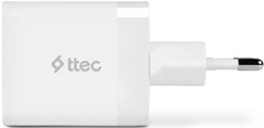 Зарядное устройство TTEC SmartCharger 45W PD Duo Travel Charger USB-C+USB-A, белый