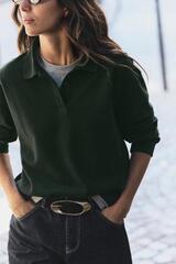 ZARA ПОЛО С ДЛИННЫМИ РУКАВАМИ, ЗЕЛЕНЫЙ
