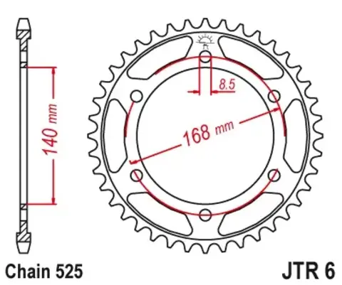 Звезда ведомая JTR6 42ZBK