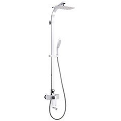 Lemark LM4962CW Душевая система с верхним душем 30х20 см и поворотным изливом 14 см, высота 1,3м, латунь/хром/белый фото