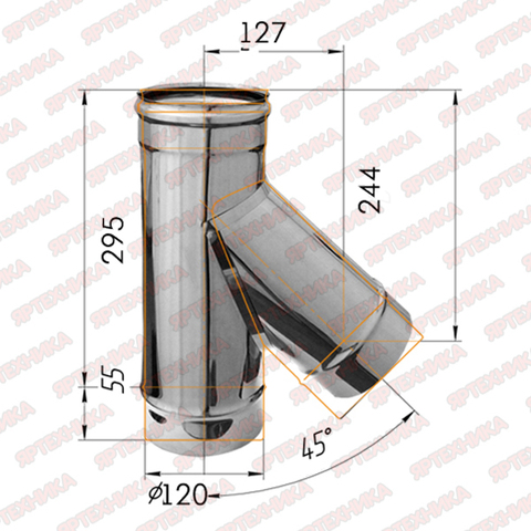 Тройник-К 135° d120мм (430/0,5 мм) Ferrum в интернет-магазине ЯрТехника