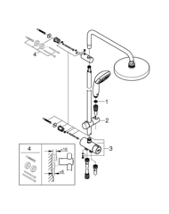 Душевая система Flex наружного монтажа с переключателем, GROHE Tempesta System 200, хром, (27389002)