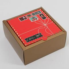 Коробка складная одиночная Квадрат «Новогодняя почта», 15*15*7 см, 1 шт.