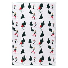 Плед из хлопка с новогодним рисунком let's ski из коллекции new year essential, 130x180 см