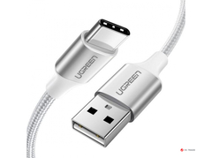 Кабель  UGREEN US288 (60130) USB-A 2.0 to USB-C Cable Nickel Plating Aluminum Braid 0.5m - White
