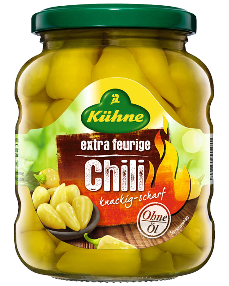 Перчики Чили Kuhne острые без Содержания Масла, 330 гр.
