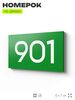 Номер на дверь 901, табличка на дверь для офиса, квартиры, кабинета, аудитории, склада, зеленая 120х70 мм, Айдентика Технолоджи