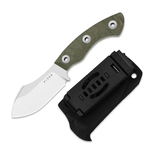 Туристический нож Kizer Rook, сталь AEB-L, рукоять микарта, зеленый