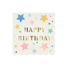 Салфетки большие звёздные "С Днем Рождения" [Happy Birthday] 16 шт. (16,5 x 16,5 см)
