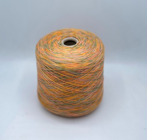 Бобинная пряжа (пр.Италия).art-MIMI 500/100гр, 85%Бамбук 15%Шелк , цвет-Тыква,мультиколор, арт.27693