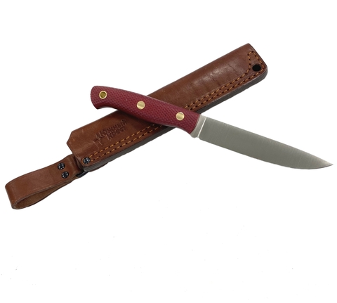 Нож Slender M, N690, микарта красная, насечка, 212.0957