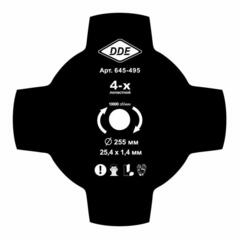 Нож для триммера DDE GRASS CUT 4-хлопастной, 255 х 25,4 мм (толщина = 1,4 мм) (645-495)