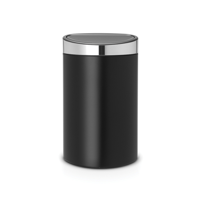Мусорный бак Touch Bin New (40 л), Черный матовый, крышка стальная матовая, арт. 114847 - фото 1
